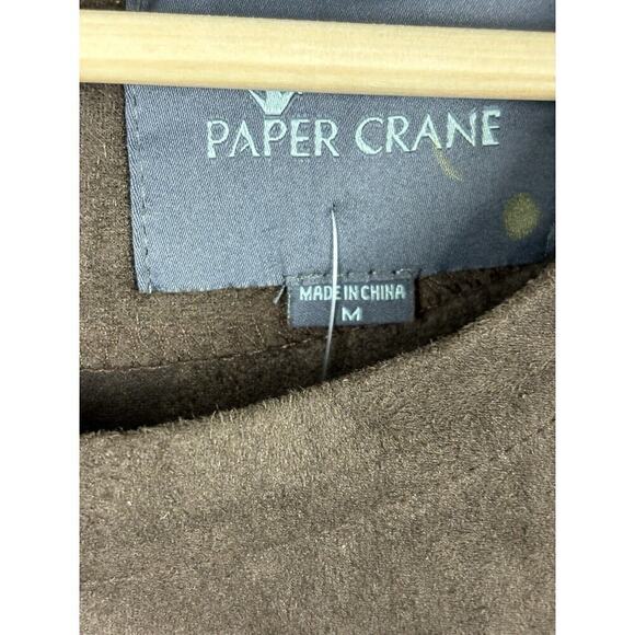 Paper Crane Microsuede Dress Womens Size Medium Brown‎ Boho Minimalist GOGO NEW - Picture 7 of 12